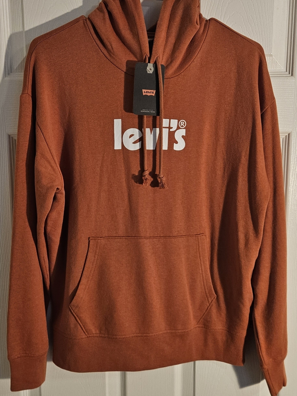 Levi's Womens Small Rust Pullover Hoodie Kangaroo Pockets with Logo